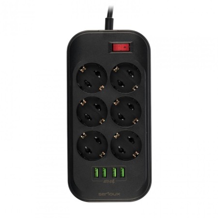 Prelungitor cu protectie Serioux, 6 prize schuko, input 100-240V, 5...