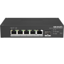 Switch PoE Hikvision DS-3T1306P-SI/HS: 4 × 10/100 Mbps PoE port,1 ×...