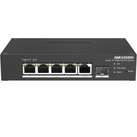 Switch PoE Hikvision DS-3T1306P-SI/HS: 4 × 10/100 Mbps PoE port,1 ×...