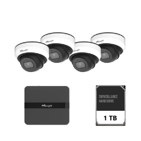 Kit supraveghere video Milesight 4 buc camera Dome MS-C2973-PD + 1 ...