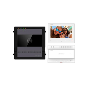 Kit videointercom IP Hikvision DS-KIS704EY/AL kit-ul contine: 1x DS...