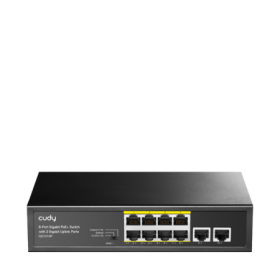 CUDY Switch Unmanaged PoE+, 8x porturi RJ-45 10/100/1000M PSE +2x p...
