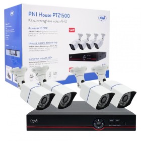 Pachet Kit supraveghere video AHD PNI House PTZ1500 5MP - DVR si 4 ...
