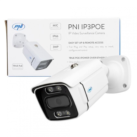 Camera supraveghere video PNI IP3POE cu IP, 3MP, de exterior IP66, ...